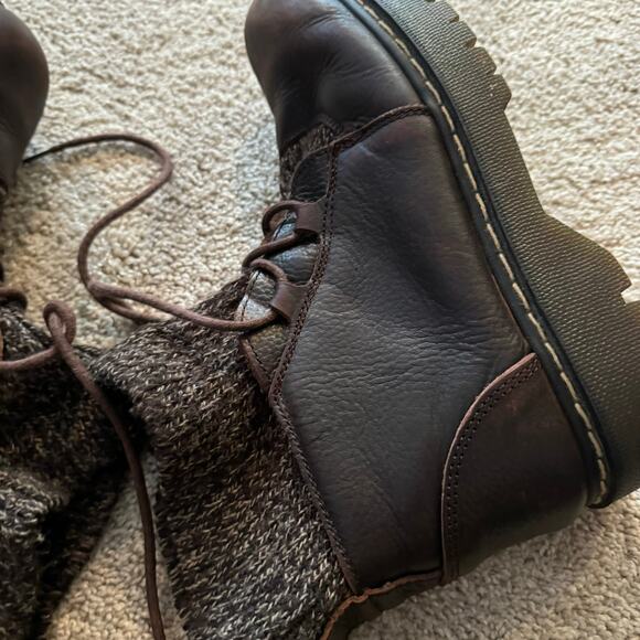 Beaver Creek Chunky Sole Brown Combat Boots w/ Tweed Foldover Upper Size 10 - Picture 11 of 14
